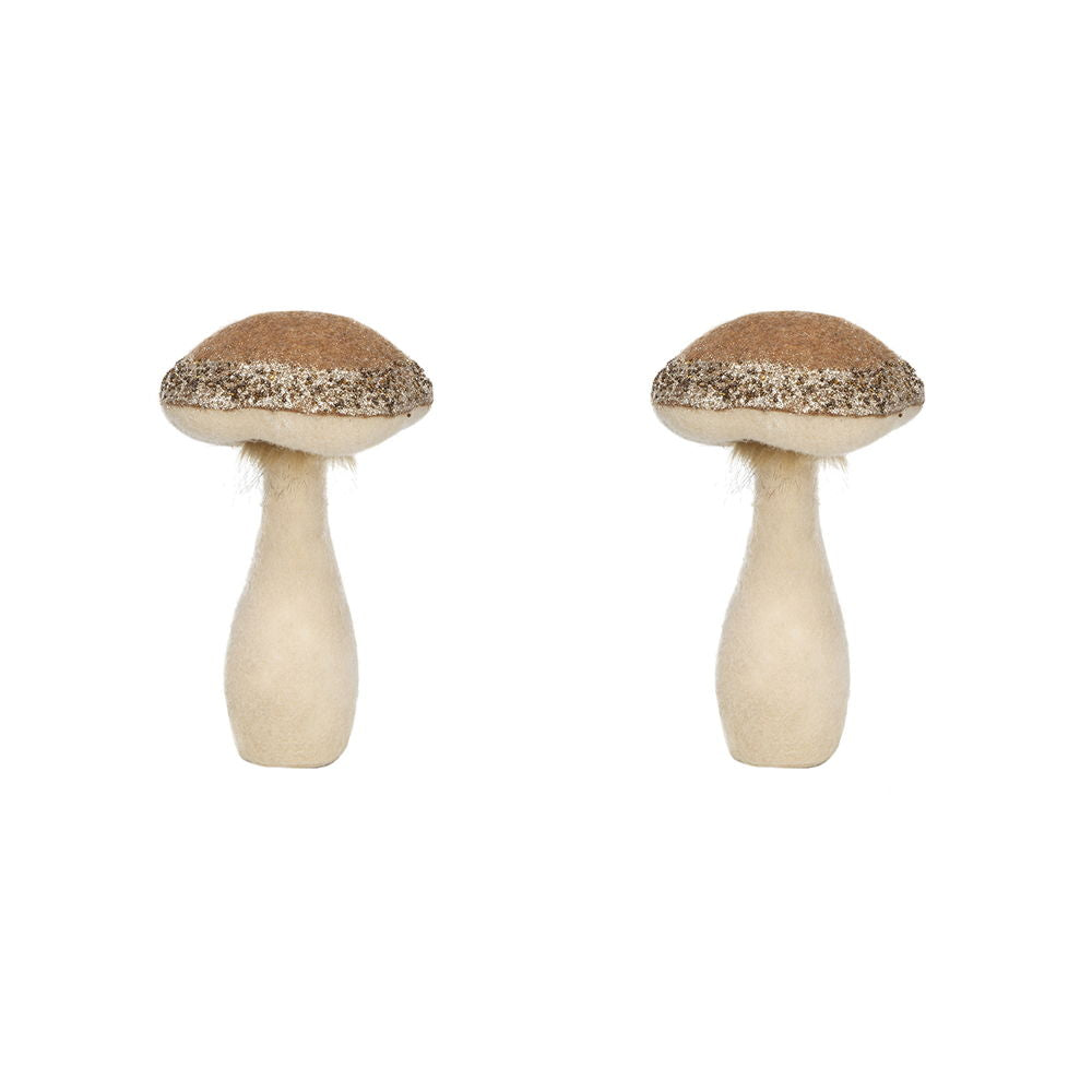 Mushroom Holiday Ornament, For Harvest Festival Fall Festival & Thanksgiving Table Decorations (Set of 2) - Beige / Light Brown