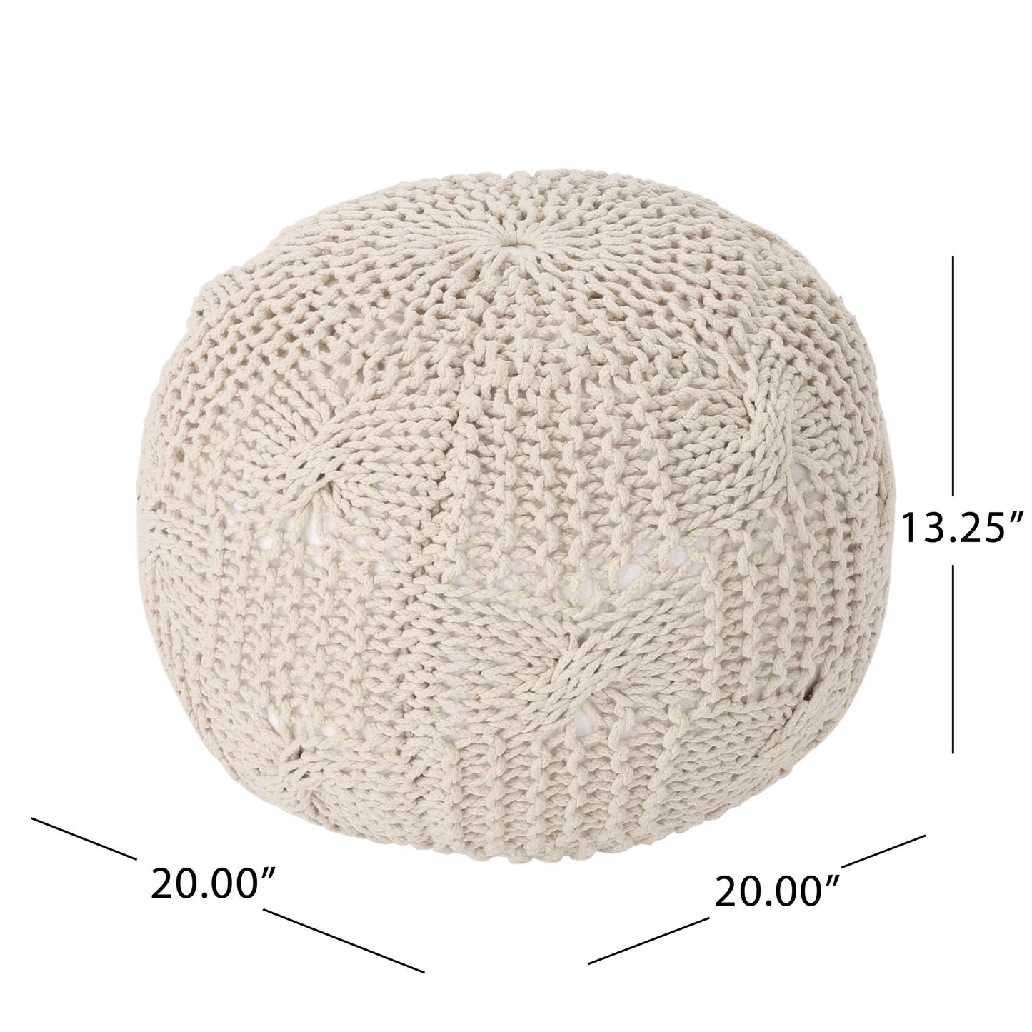 Bordeaux - Knitted Cotton Round Pouf