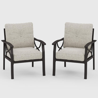 All-Weather Armchairs With Cushions, Modern Sculptural Design (Set of 2)