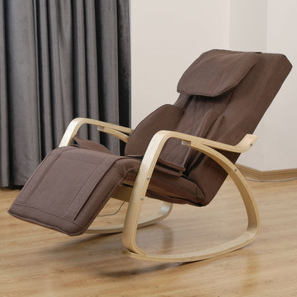Comfortable Relax Rocking Chair With Full Massage Function Cotton Fabric Air Pressure - Brown