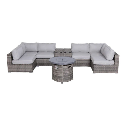 Wicker Outdoor Lounge Set With Cushions And Fire Pit