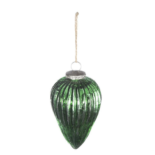 Tear Drop Ornament, Glass Decorative Hanging Christmas Tree Ornaments For Holiday Party Decorations (Set of 6) - Green
