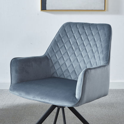 Modern Desk Chair No Wheel, Ergonomic Office Chair Home Office Upholstered Chair, Computer Chair For Bedroom, Reception Room, Living Room With Metal Legs - Blue