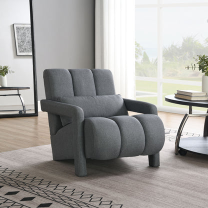 Modern Upholstered Accent Chair, Comfortable Linen Fabric With A Pillow For Living Room