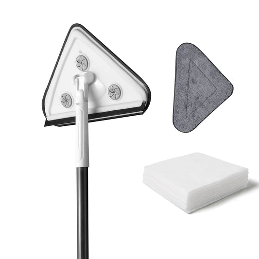 Effortless Wall Cleaning Mop With Disposable Pads, Versatile Triangle Design - White