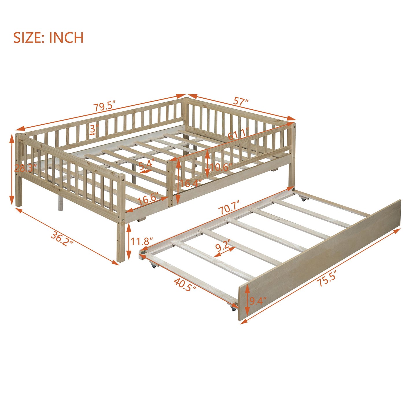 Multi Functional Wooden Daybed Bed