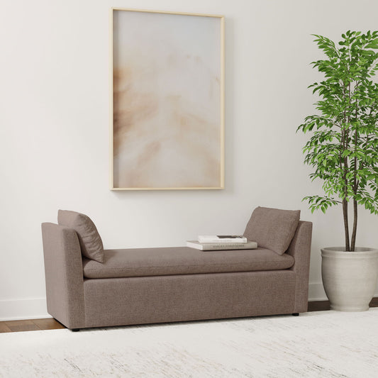 Isiah - Raised Arm Accent Bench - Brown
