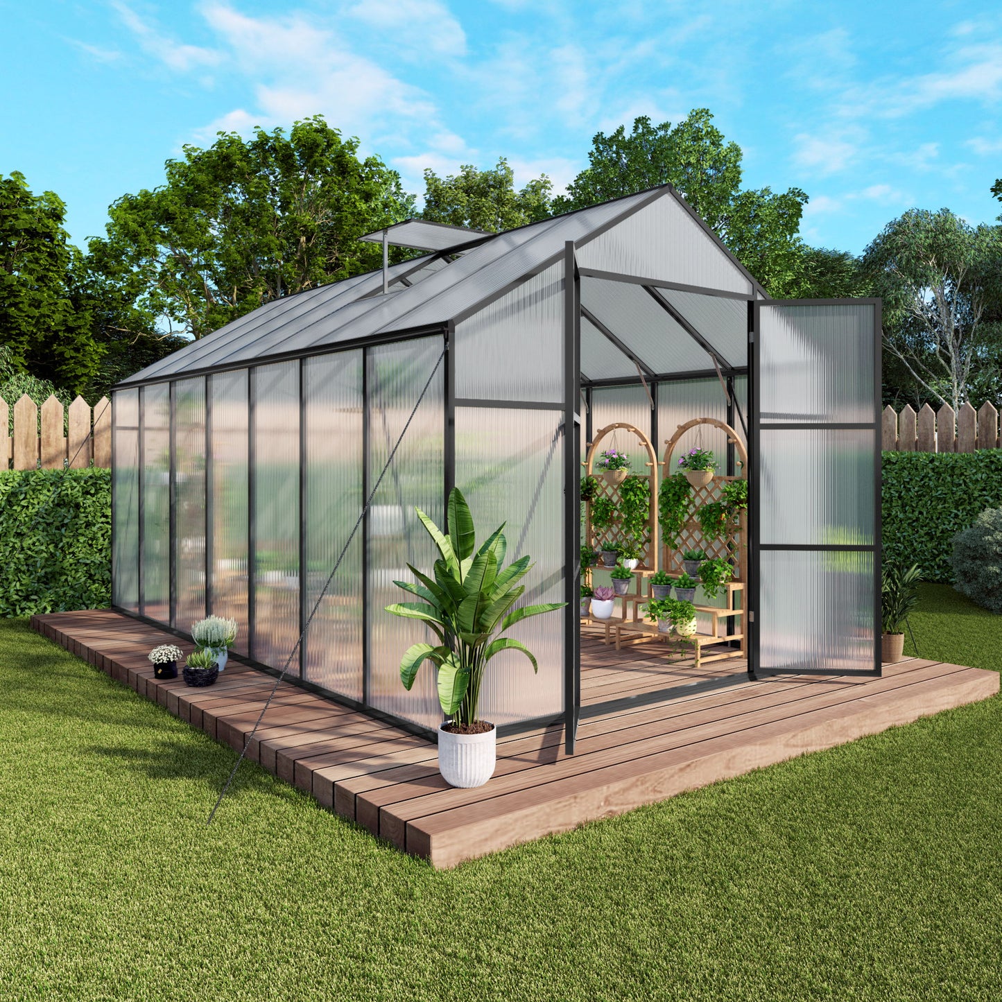 Gain Height Windproof Greenhouse All Season Outdoor Garden Shelter