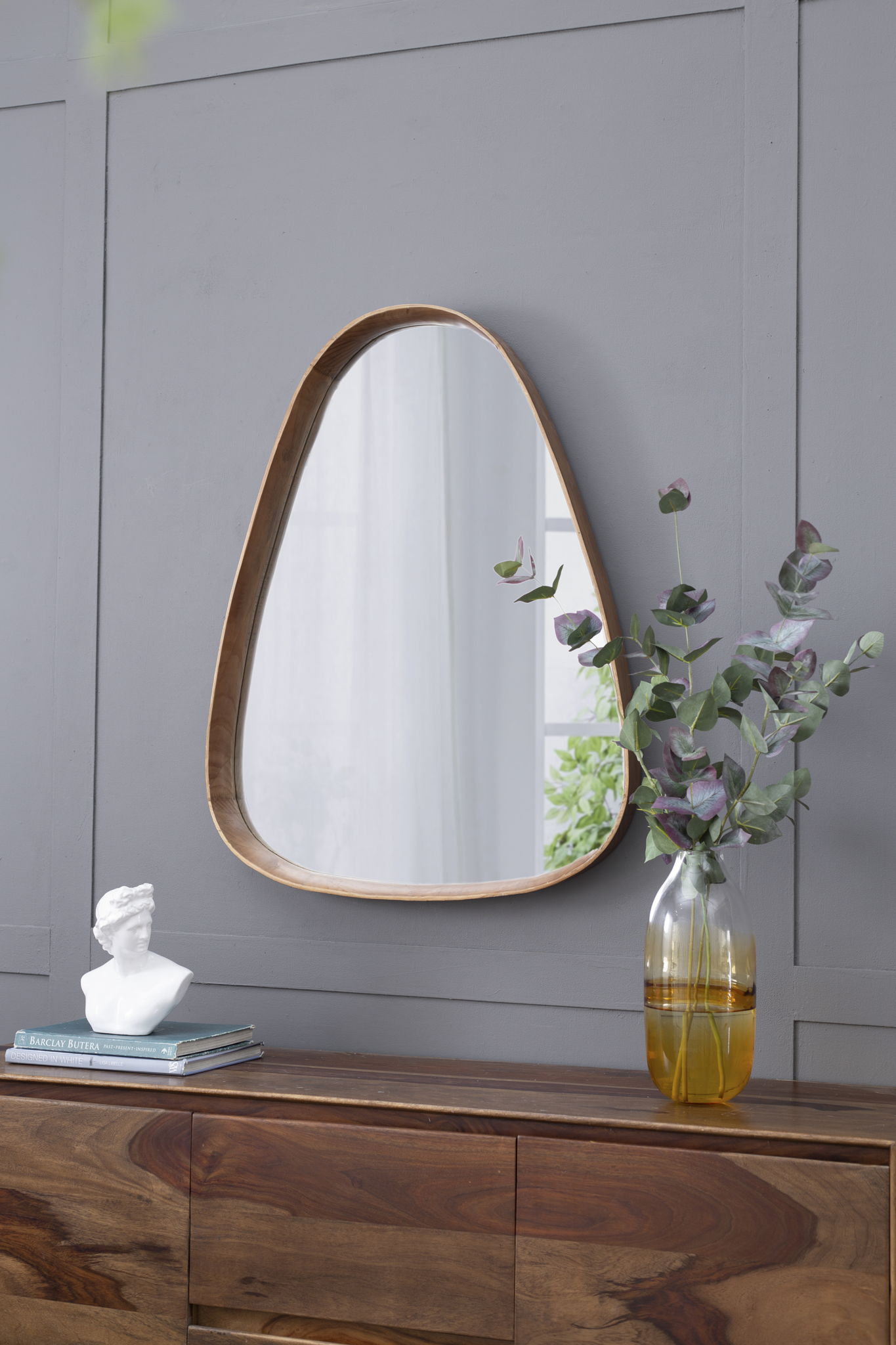 Irrgeular Mirror With Frame, Wall Mirror For Living Room Bathroom Entryway - Brown