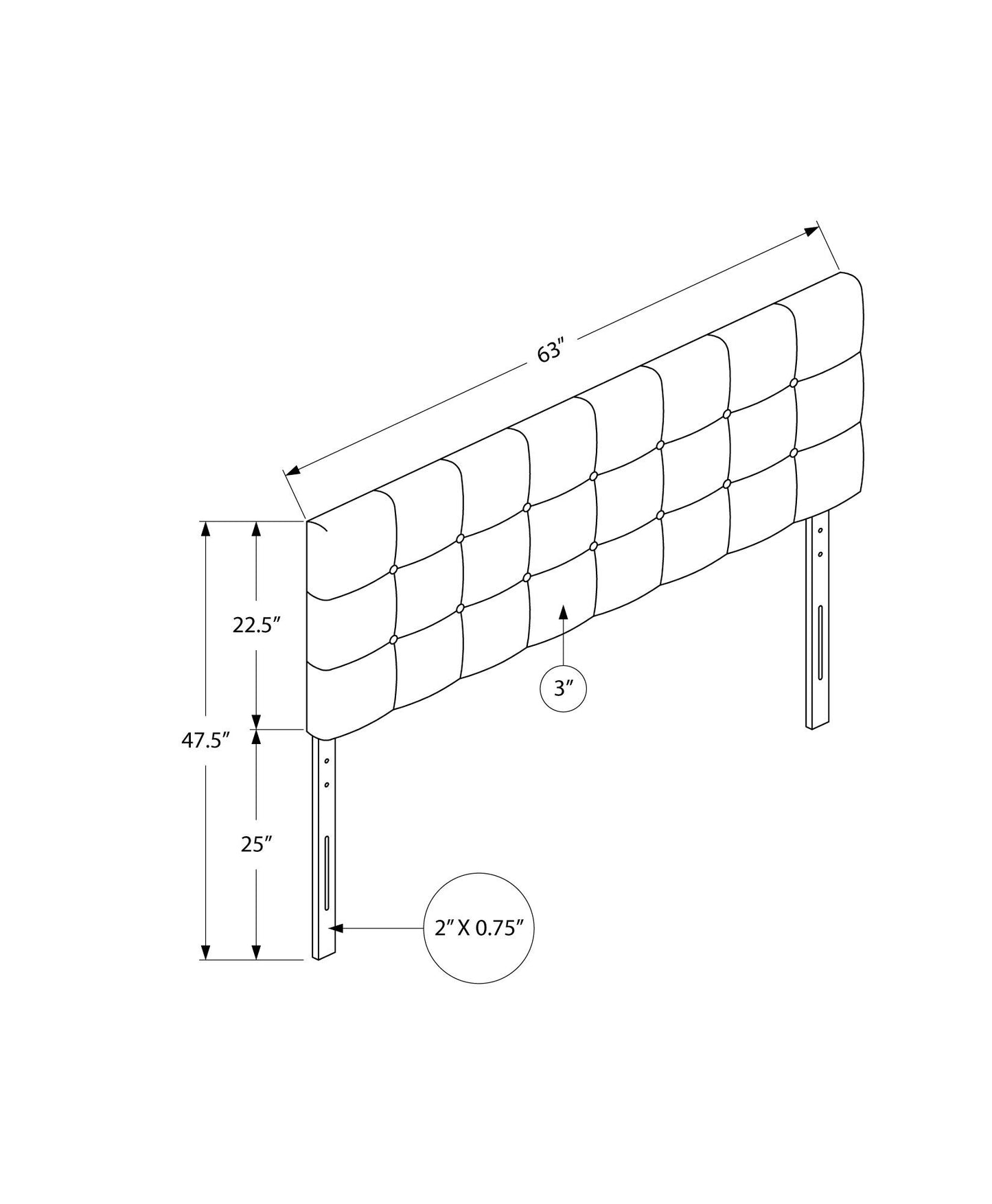 Queen Size, Bed Headboard Only, Upholstered, Durable Construction - Gray