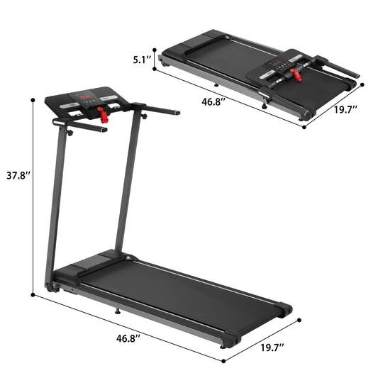 Folding Walking Pad Treadmill For Home With Incline 0.5 7.5Mph - Black