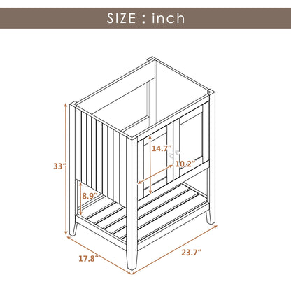 Bathroom Vanity Base Only, Soild Wood Frame, Bathroom Storage Cabinet With Doors And Open Shelf