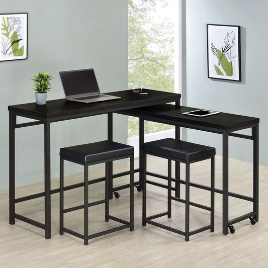 Klekner - 4 Piece Counter Height Table Set With Nesting Tables And Backless Stools - Charcoal