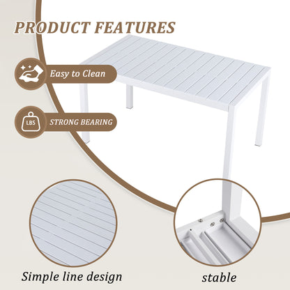 Modern Long Table, UV Resistant And Rust Proof, Pp Tabletop, UV Resistant Powder Coated Metal Legs - Snow White