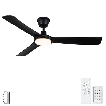 All Weather Outdoor Waterproof Ceiling Fan With Light And Quiet Motor For Patio Porch - Black
