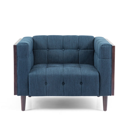 Contemporary Club Chair With Button Tufted Waffle Stitch