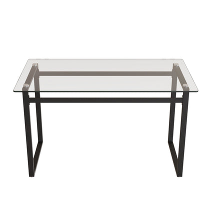 Modern Minimalist Rectangular Dining Table With Tempered Glass Top