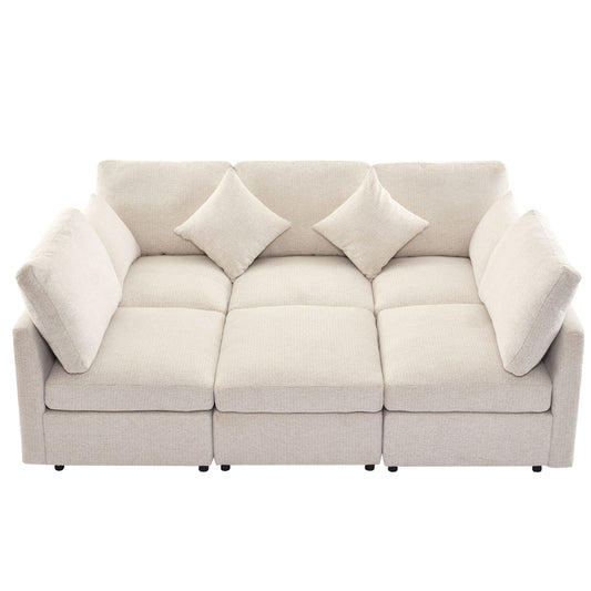 Sectional Sofa Modular U-Shaped With Ottoman & USB Ports