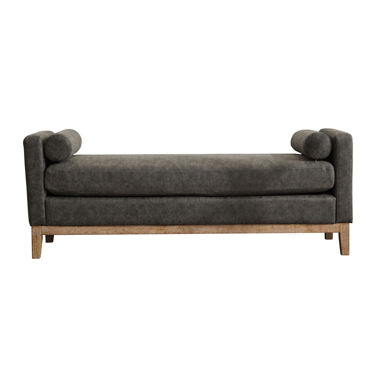 Elegant Upholstered Bench Daybed Ottoman With Bolster Pillows