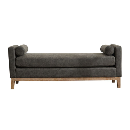 Elegant Upholstered Bench Daybed Ottoman With Bolster Pillows