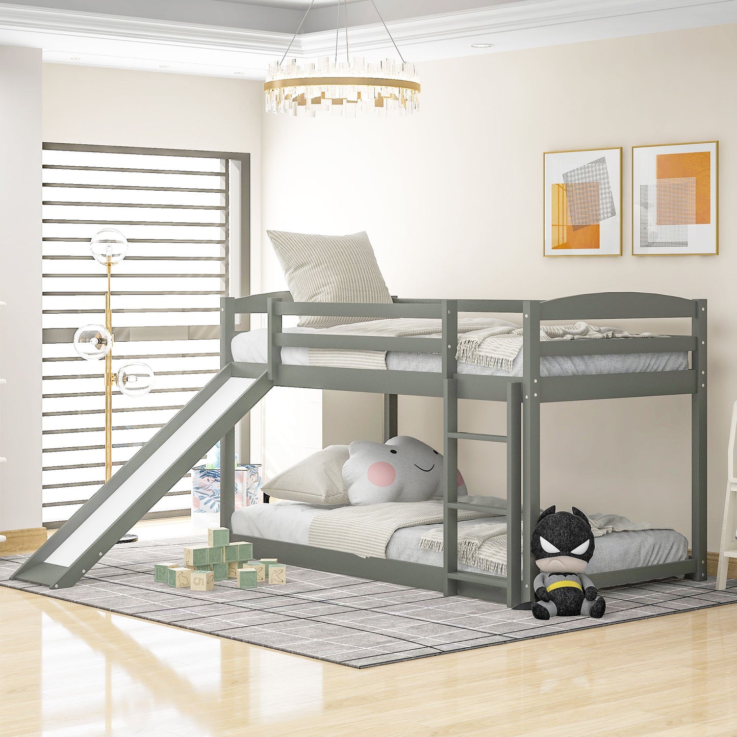 Durable Bunk Bed With Convertible Slide And Ladder