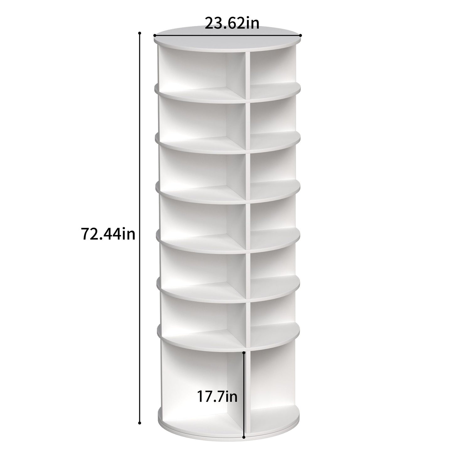 6 Tier Spinning Shoe Rack, Free Standing, 360° Revolving Shoe Organizer - White