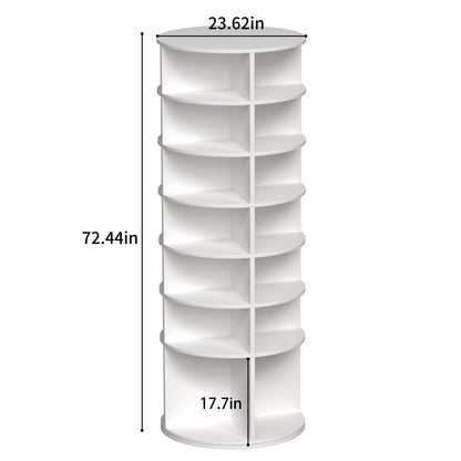 6 Tier Spinning Shoe Rack, Free Standing, 360° Revolving Shoe Organizer - White