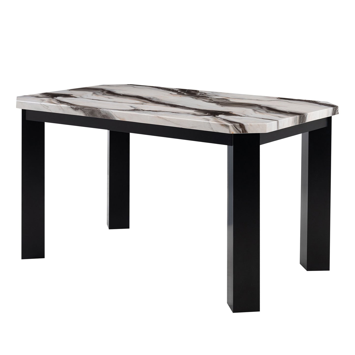 Magaly - Bar Table With Marbled Top Detail And Scalloped Edges - Dark Gray