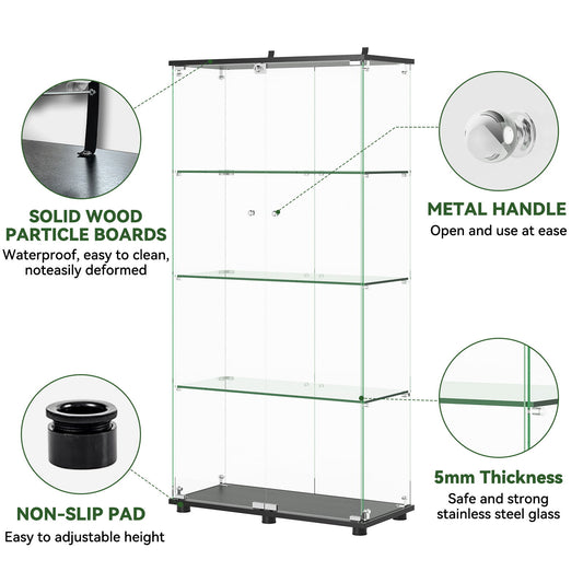 Display Cabinet With Shelf Double Doors And Lock