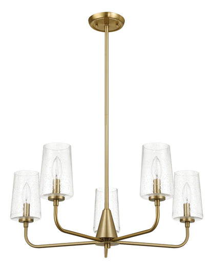 Dazzle - 5 Lights Chandelier With Clear Seeded Satin - Antique Brass / Clear / Gold