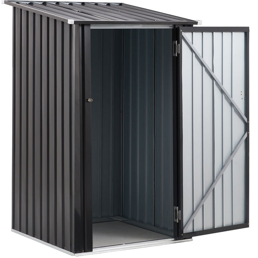 Outdoor Storage Shed, Metal Steel Garden Shed With Single Lockable Door, Small Shed Outdoor Steel Utility Tool Shed For Backyard Patio Garden Lawn - Black