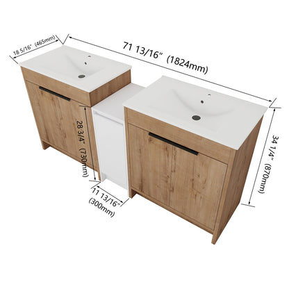 Freestanding Bathroom Vanity & Sink, Storage Cabinets, Soft Closing Doors