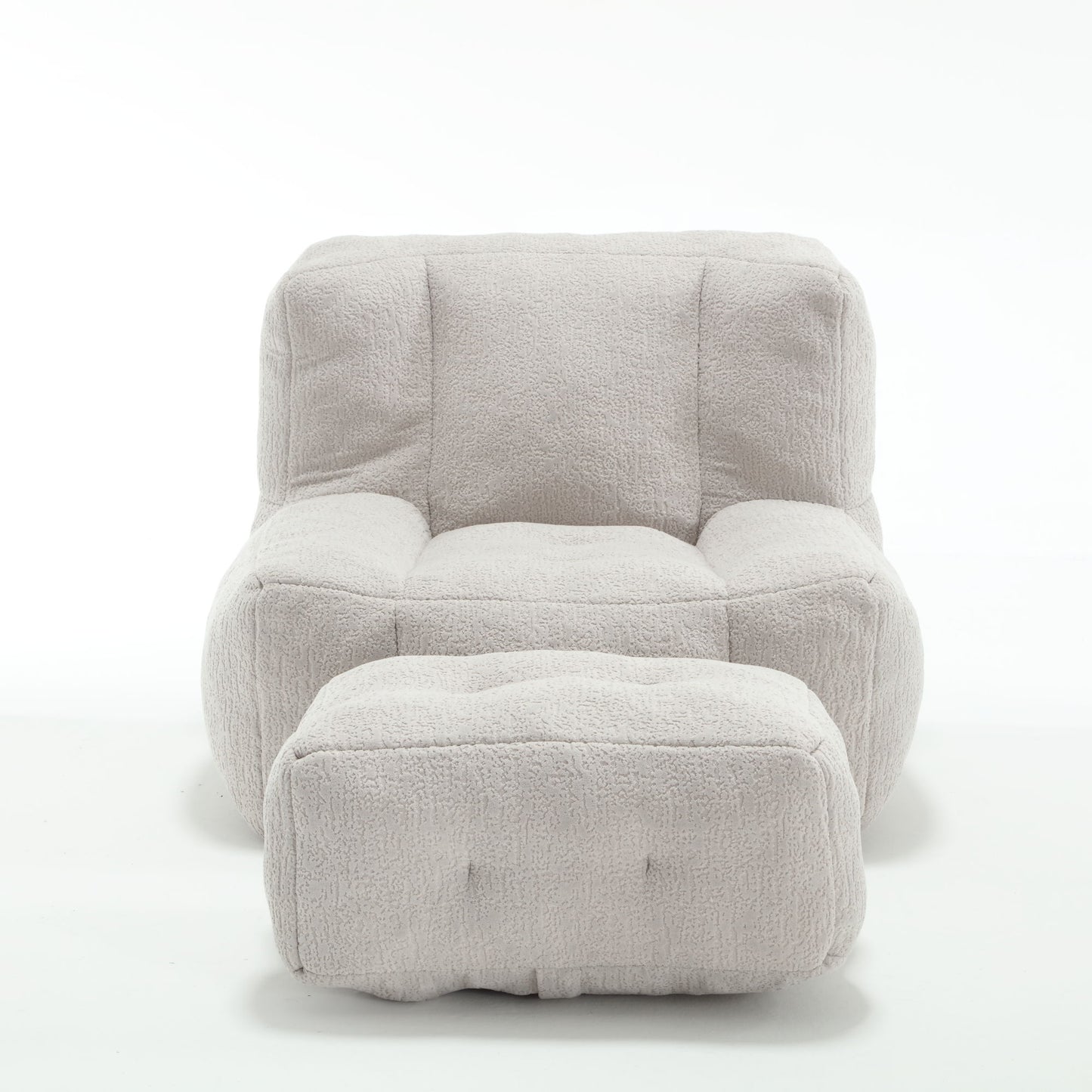 Modern Indoor Fluffy Bean Bag Chair With Memory Foam And Ottoman, Super Soft
