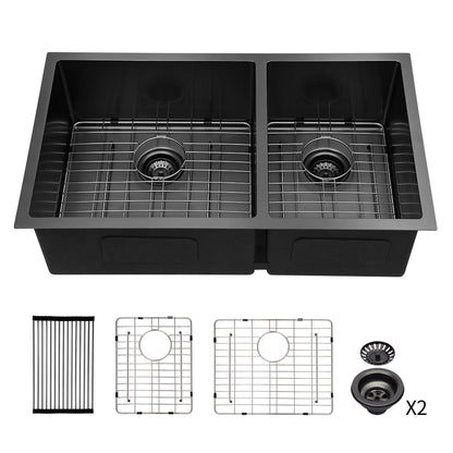 Modern Double Bowl Undermount Kitchen Sink 50 / 50 Design Stainless Steel