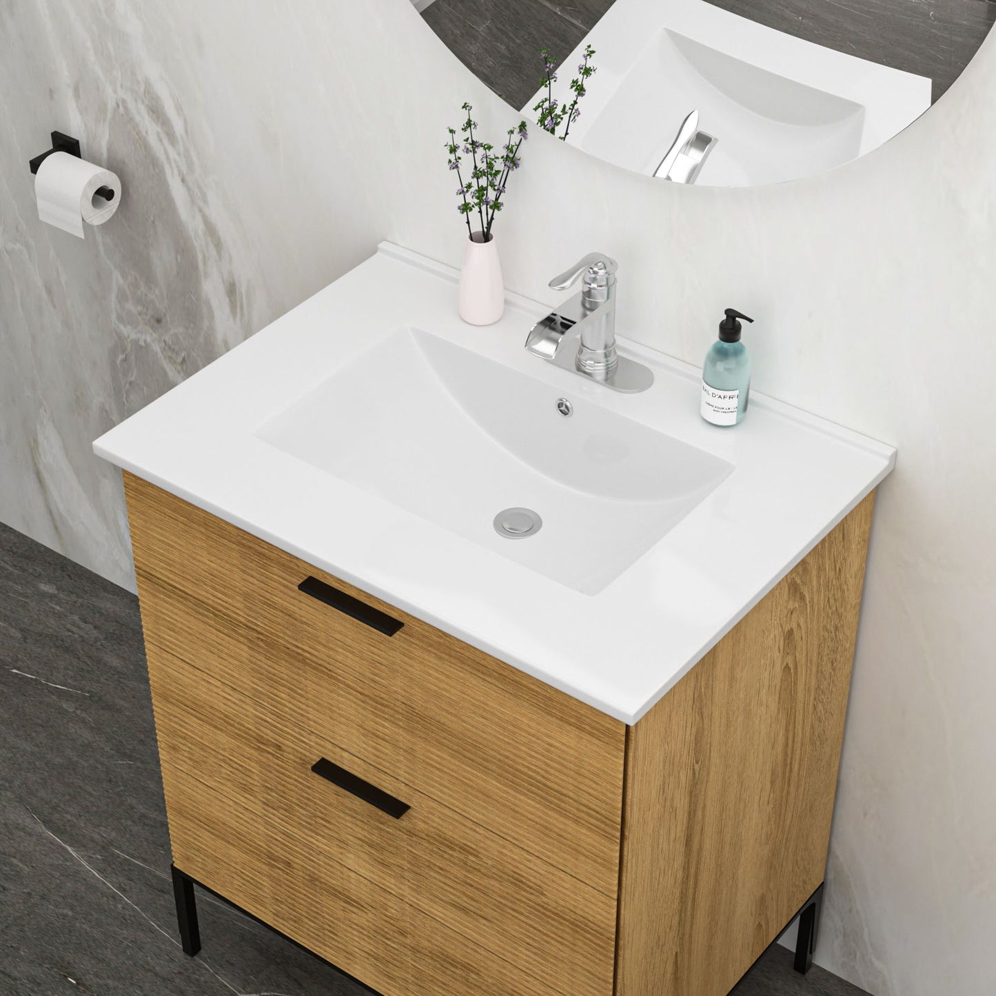 Premium Rectangular Vanity Top With Single Faucet Hole And Overflow