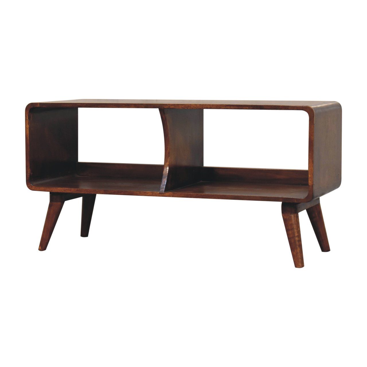 Curved Double Slot Media Unit - Dark Brown