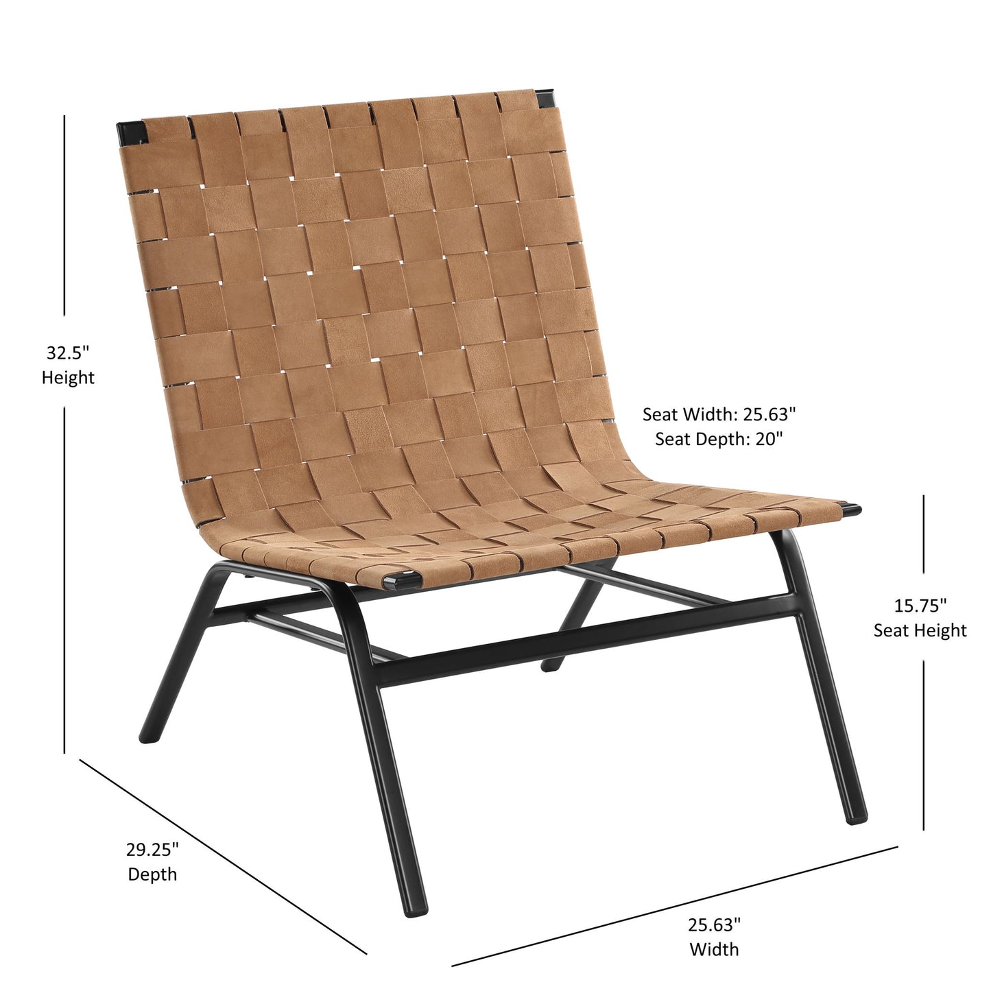 Camden - Woven Accent Chair With Basket Weave Design Metal Frame - Brown