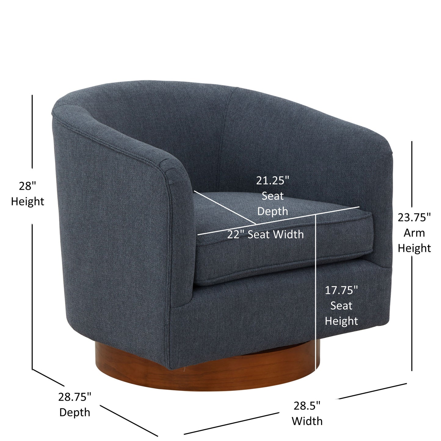 Miramar - Swivel Barrel Chair With Wooden Base