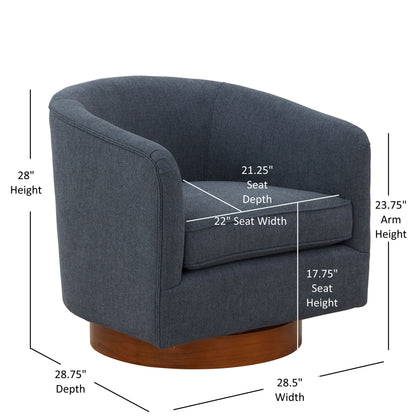 Miramar - Swivel Barrel Chair With Wooden Base