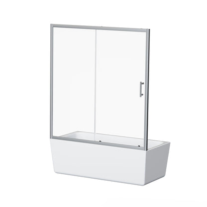 Single Sliding Shower Door For Bathtub With And Handle - Chrome