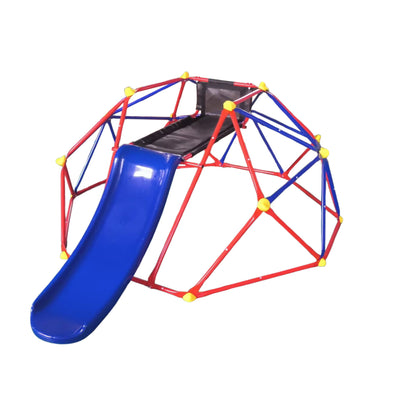 Innovative Dome Climber With Slide And Climbing Stones - Blue / Red