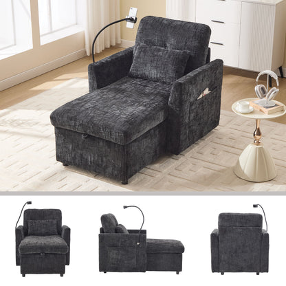 Multifunctional Chenille Recliner Sofa With Storage And Phone Bracket