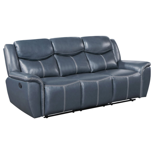 Stanwicke - Motion Reclining Sofa With Drop Down Table - Blue