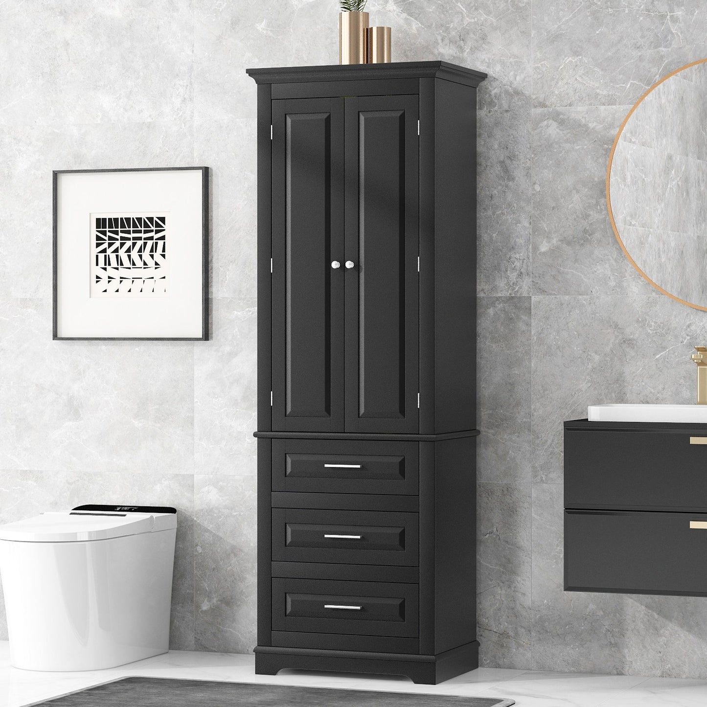 Storage Cabinet With 3 Drawers For Bathroom