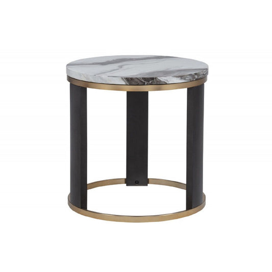 Round End Table For Living Room - Gold / Brown