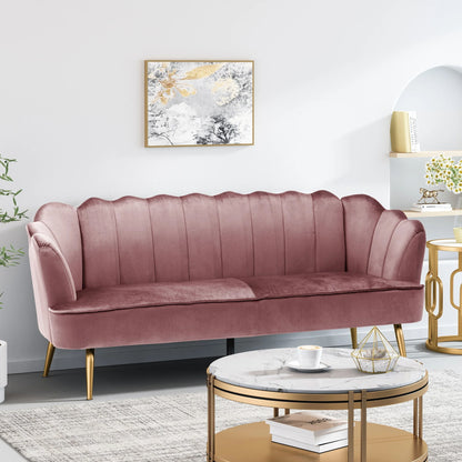 Modern Glam 3 Seater Sofa With Velvet Texture