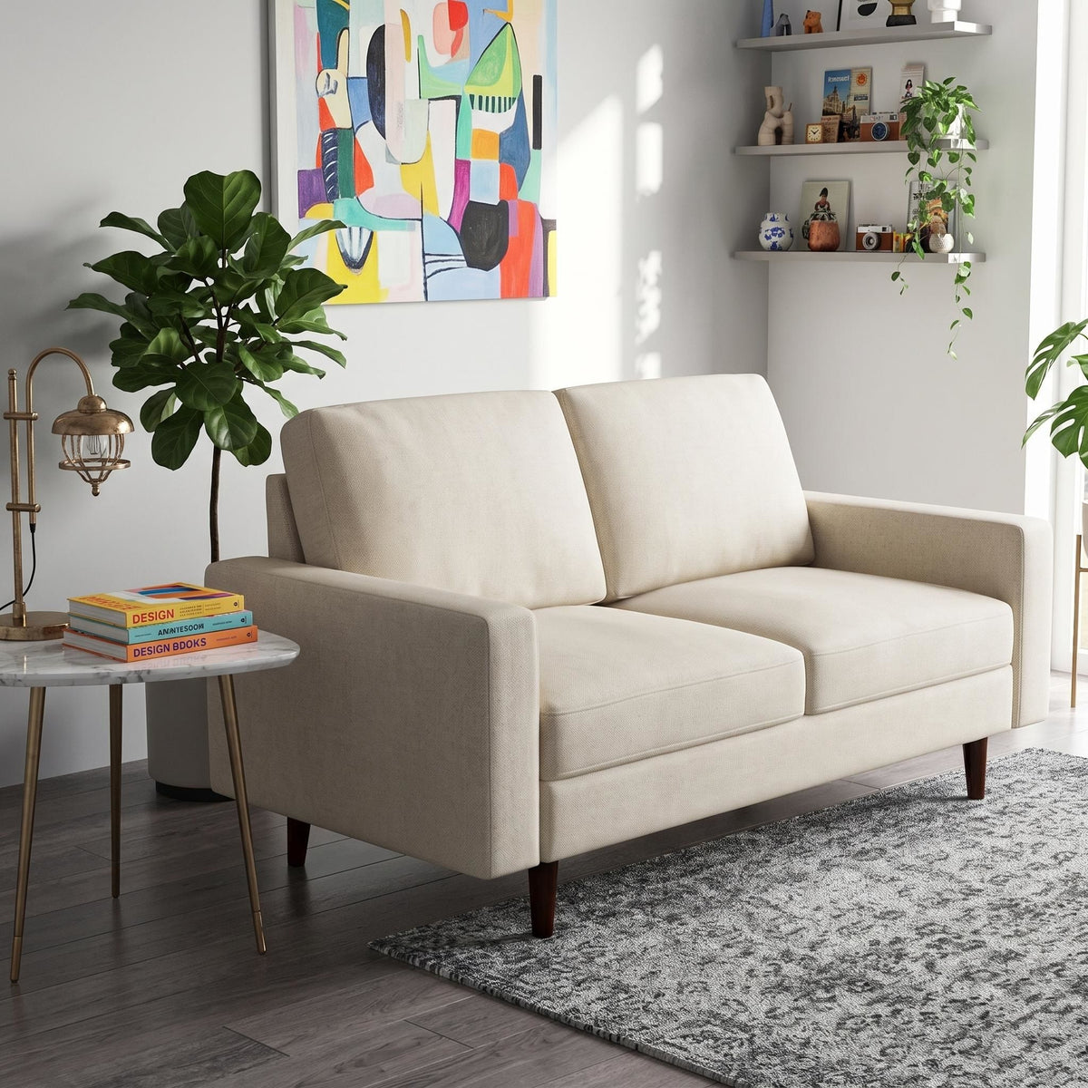 2 Seat Loveseat Sofa, Loose Back Cushion For Living Room