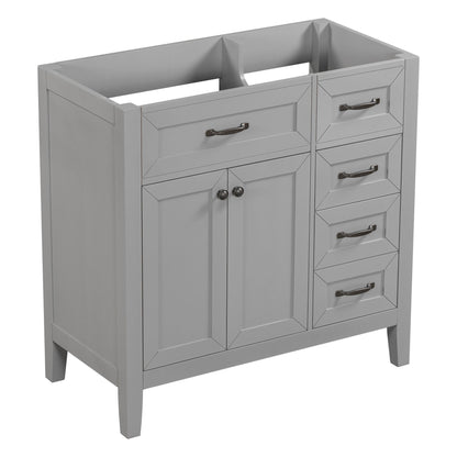 Modern Bathroom Vanity Base Only, 2 Doors And 3 Drawers