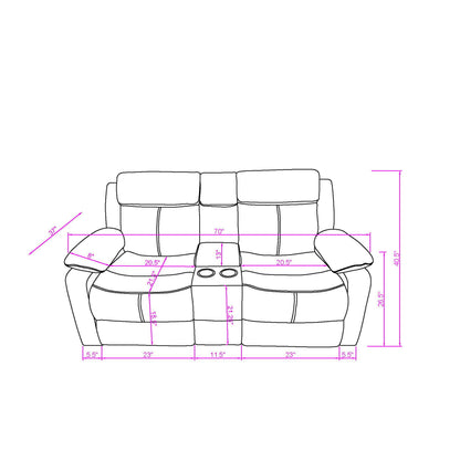 Brenda - Console Reclining Loveseat With Manual Recline Function - Brown