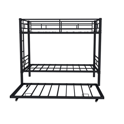Metal Bunk Bed For Kids, Convertible Bedframe With Ladders & Guardrail